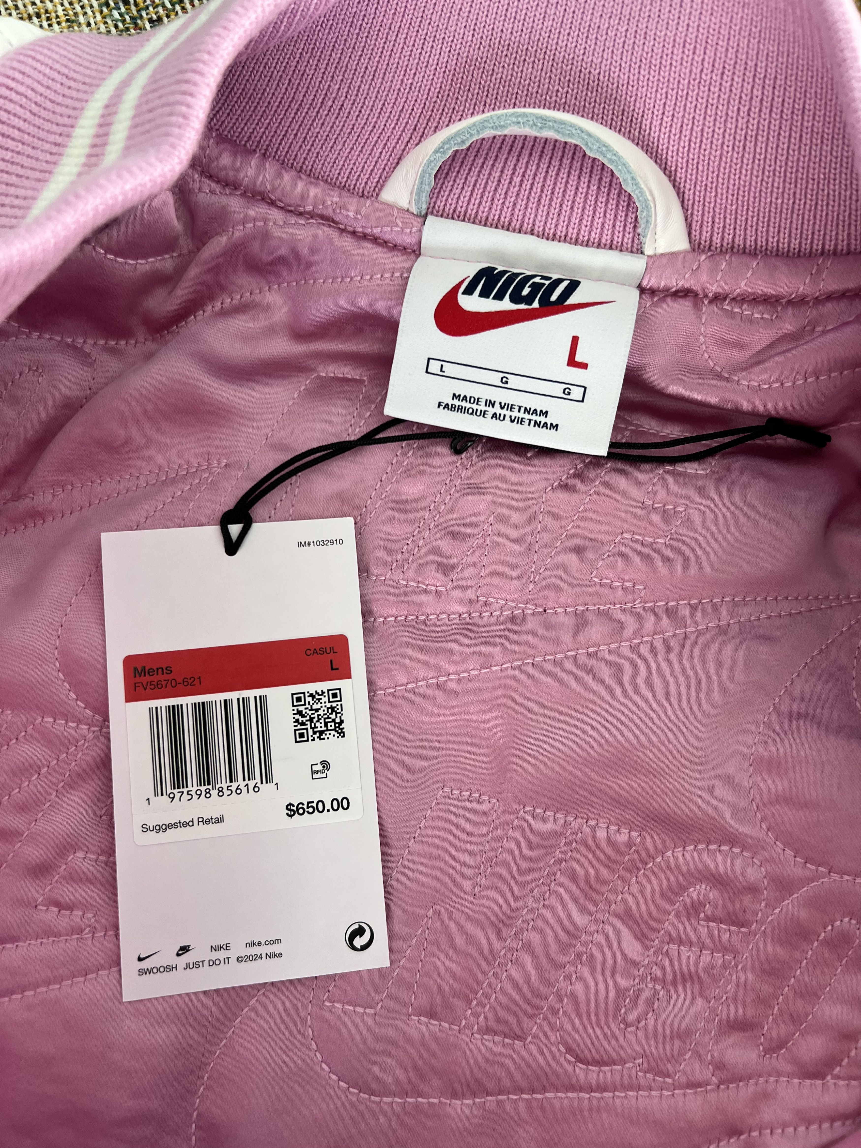 Nigo × Nike Nike Nigo Varsity Jacket in Pink Size US L / EU 52-54 / 3 - 8 Thumbnail