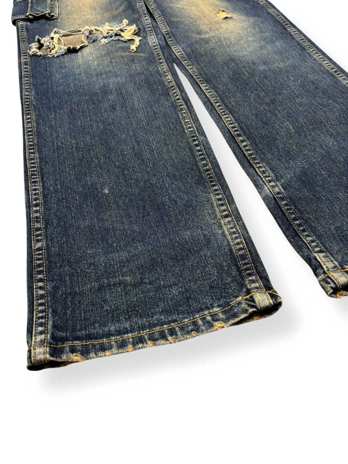 POST ARCHIVE FACTION (PAF) Vintage Japanese Brand Mud Wash Distressed Cargo Jeans Size US 32 / EU 48 - 8 Thumbnail