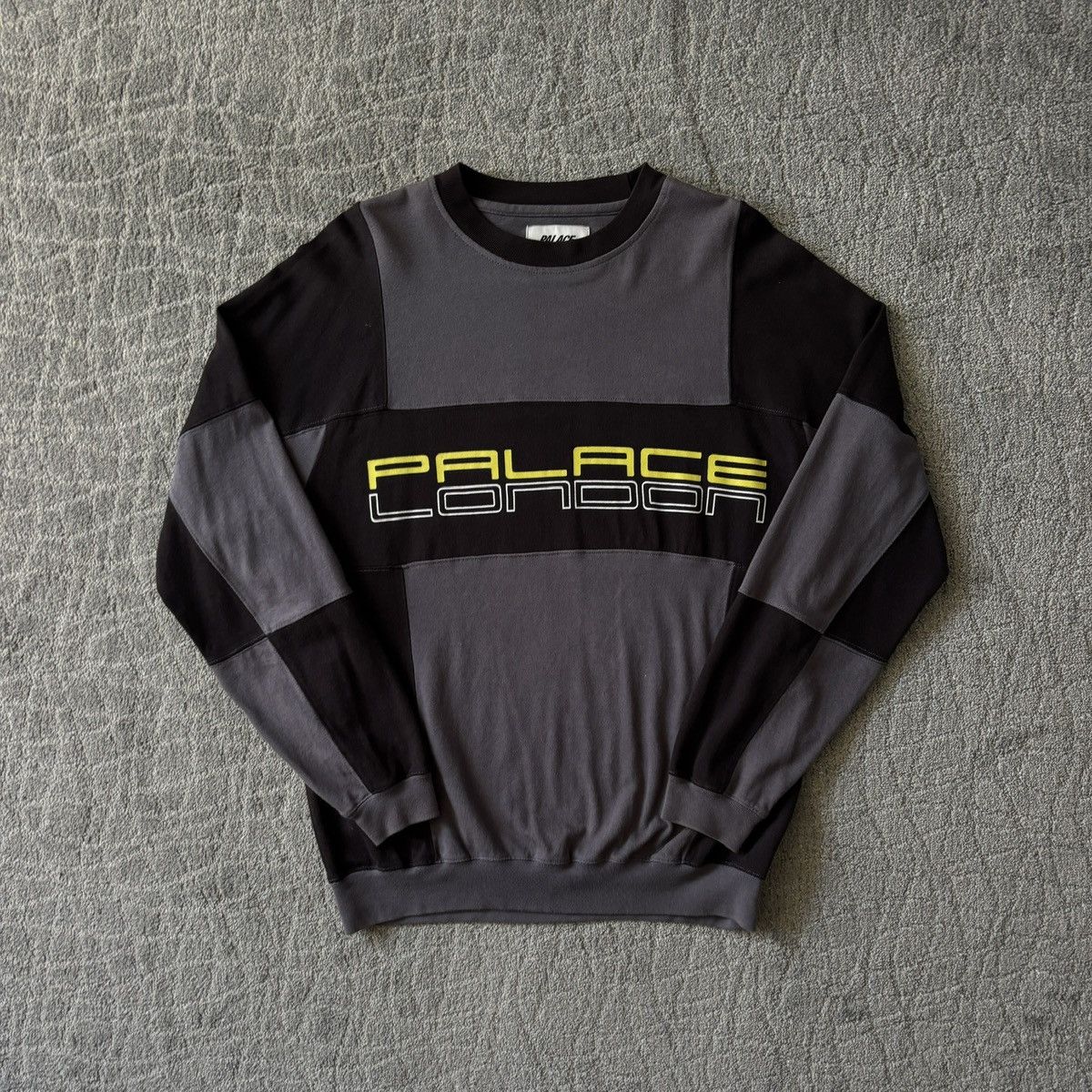 Palace Palace London Cut Mit Sew Crew Sweater 6 Black/ Gray/ Yellow Size US M / EU 48-50 / 2 - 1 Thumbnail