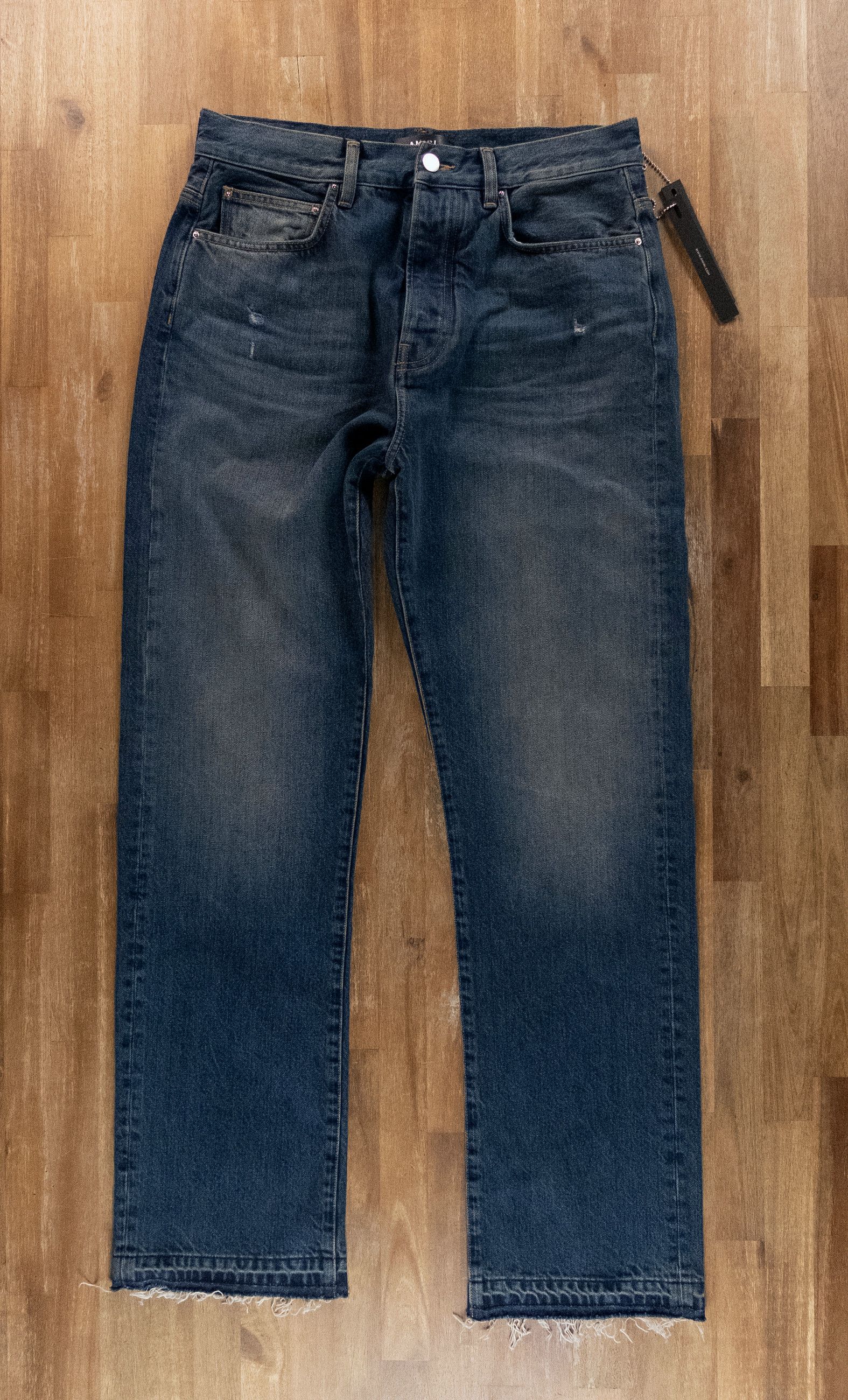 Amiri AMIRI dark blue released hem straight jeans Size 32 Size US 32 / EU 48 - 4 Thumbnail