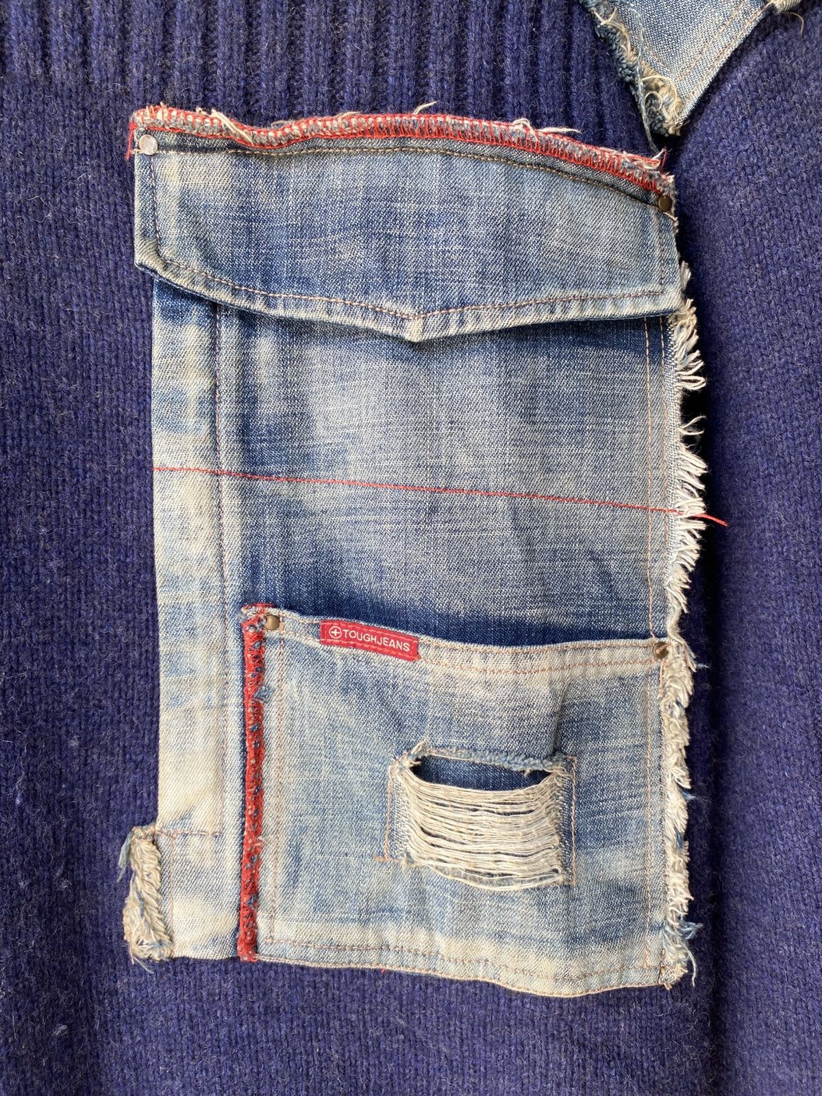 Darn Tough × Designer TOUGH JEANS Indigo Denim Patch Knit Size US XL / EU 56 / 4 - 10 Thumbnail