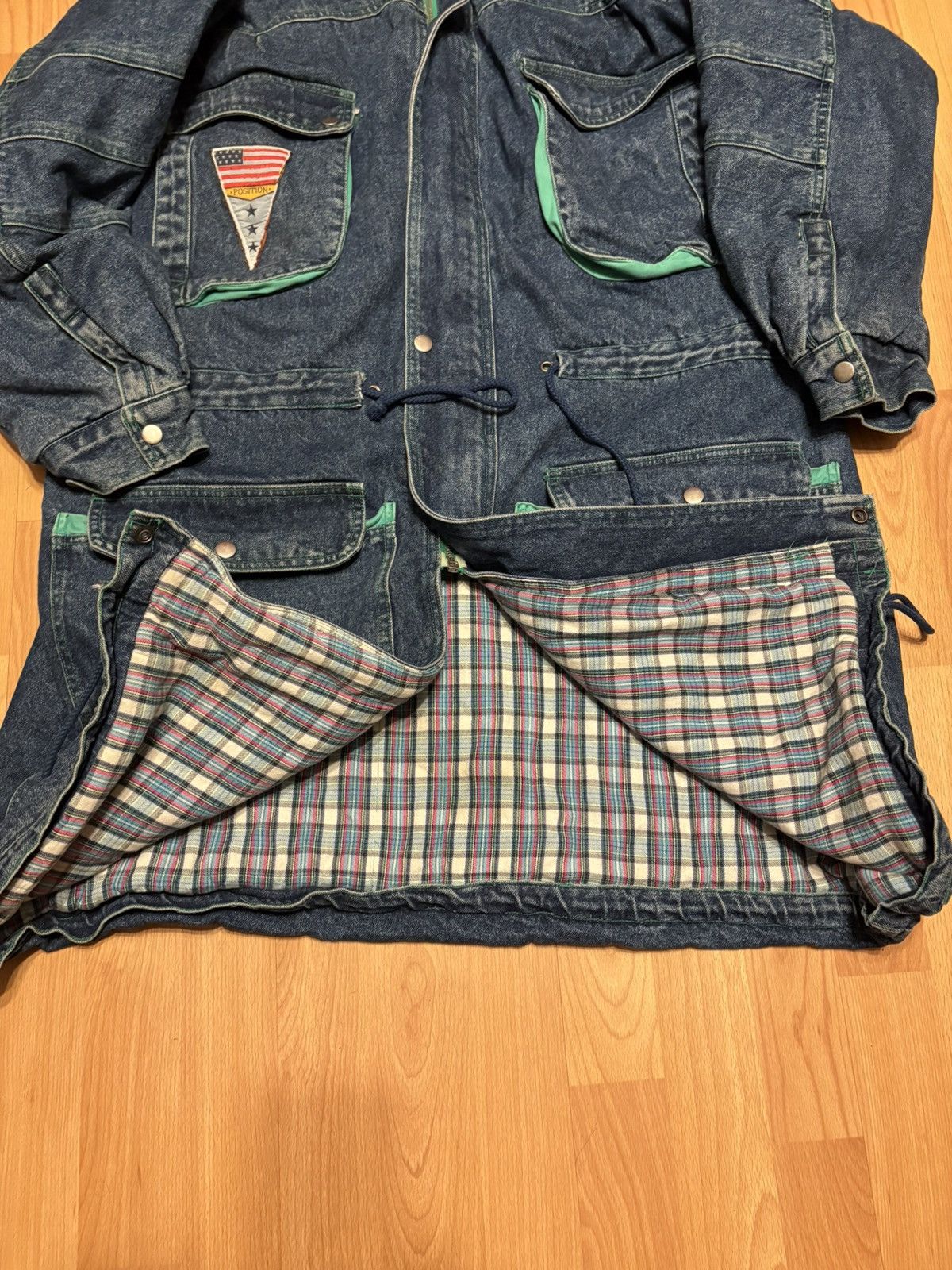 Vintage Vintage East Boys Denim Jacket 90’s Plaid Lined Trench Chore Size US XXL / EU 58 / 5 - 14 Thumbnail