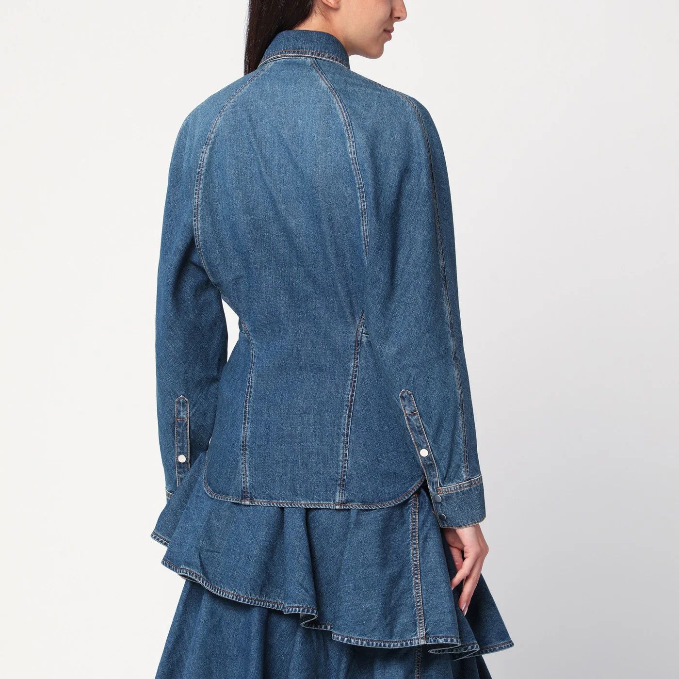 Alaia o1d2blof0426 Denim Shirt in Blue Size XS / US 0-2 / IT 36-38 - 2 Thumbnail