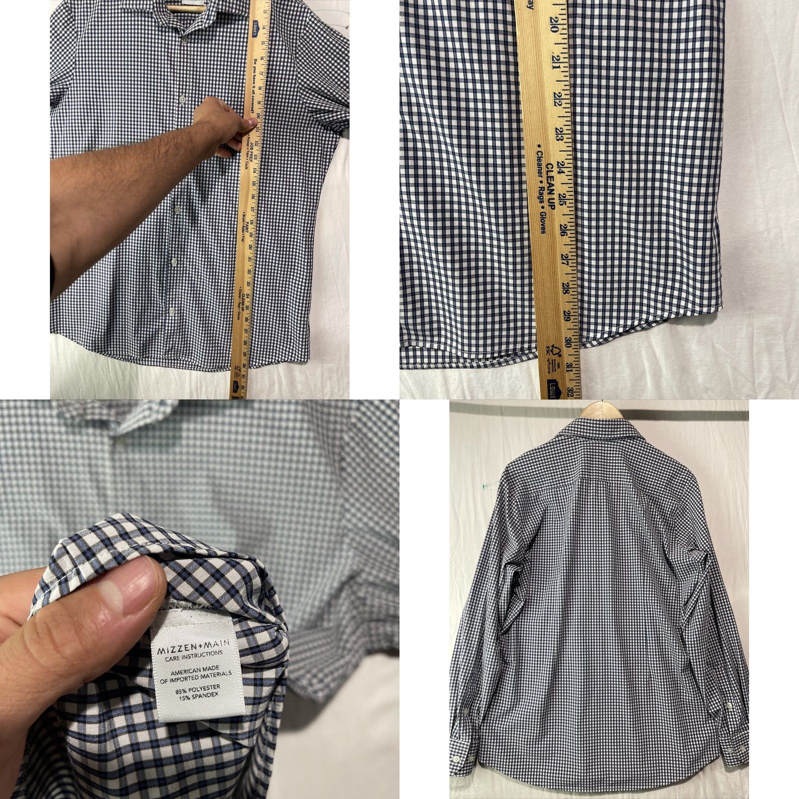 Mizzen+Main Mizzen+Main Shirt Mens XL Blue Button Cutaway Leeward Check Size US XL / EU 56 / 4 - 8 Thumbnail