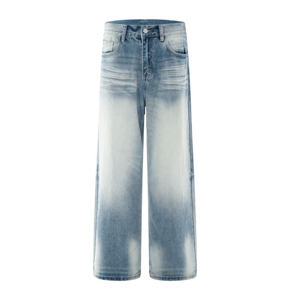 Jean Men's punk gradient distressed loose washed denim jeans Size US 32 / EU 48 - 1 Thumbnail
