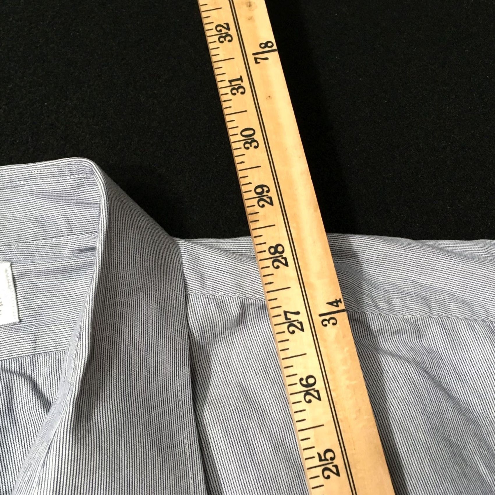 Vintage HONG KONG GRAND Dress Shirt Long Sleeve Gray Size L Cotton Striped Button Collar Mens Regular Modern Classic Size 42R - 6 Thumbnail