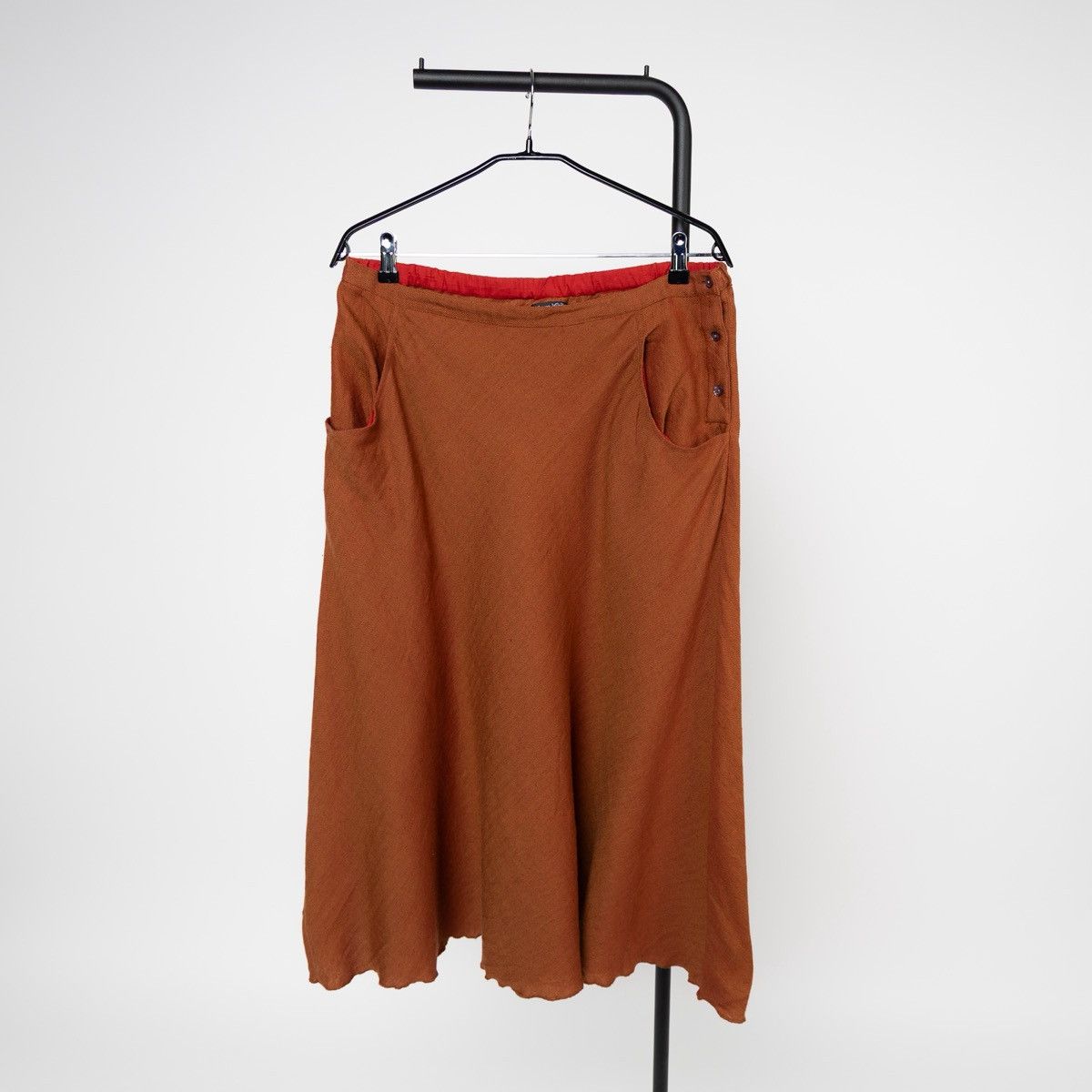 Gudrun Sjoden Gudrun Sjoden Womens Orange Midi Skirt Wool Linen Cotton Size 34" / US 12 / IT 48 - 1 Thumbnail