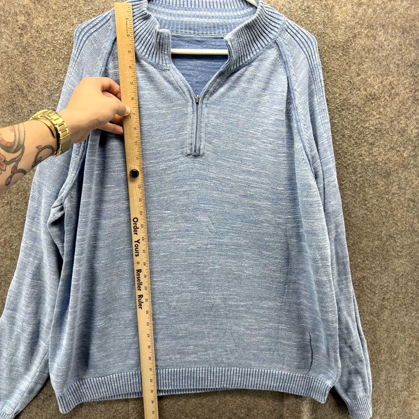 Tommy Bahama VINTAGE Tommy Bahama Sweater Mens L Blue 1/4 Zip Mock Neck Pullover Knit Reversible Size US L / EU 52-54 / 3 - 3 Thumbnail