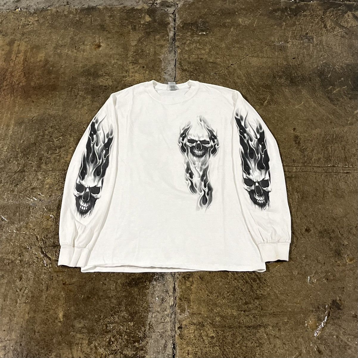 Affliction × JNCO × Vintage Crazy Y2K Affliction Style Skull Grunge Goth Longsleeve Tee Size US S / EU 44-46 / 1 - 2 Thumbnail
