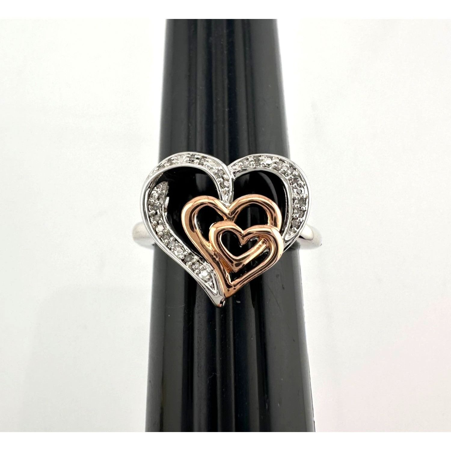 Other Natural Diamond Triple Heart Ring - Two Tone - Size 7.25 Size ONE SIZE - 9 Thumbnail