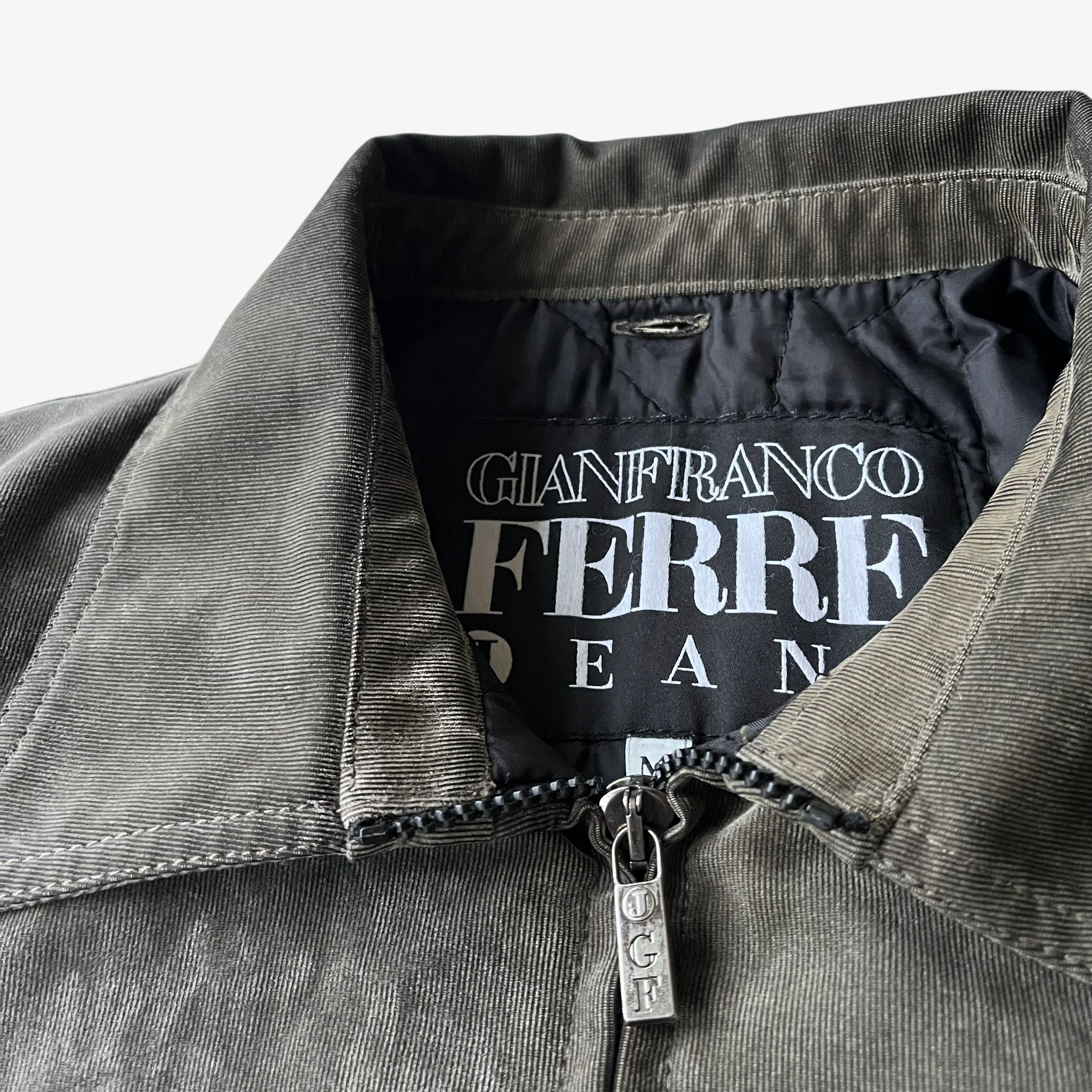 Gianfranco Ferre Vintage 90s Men's Gianfranco Ferre Jeans Khaki Ribbed Jacket Size US L / EU 52-54 / 3 - 4 Thumbnail