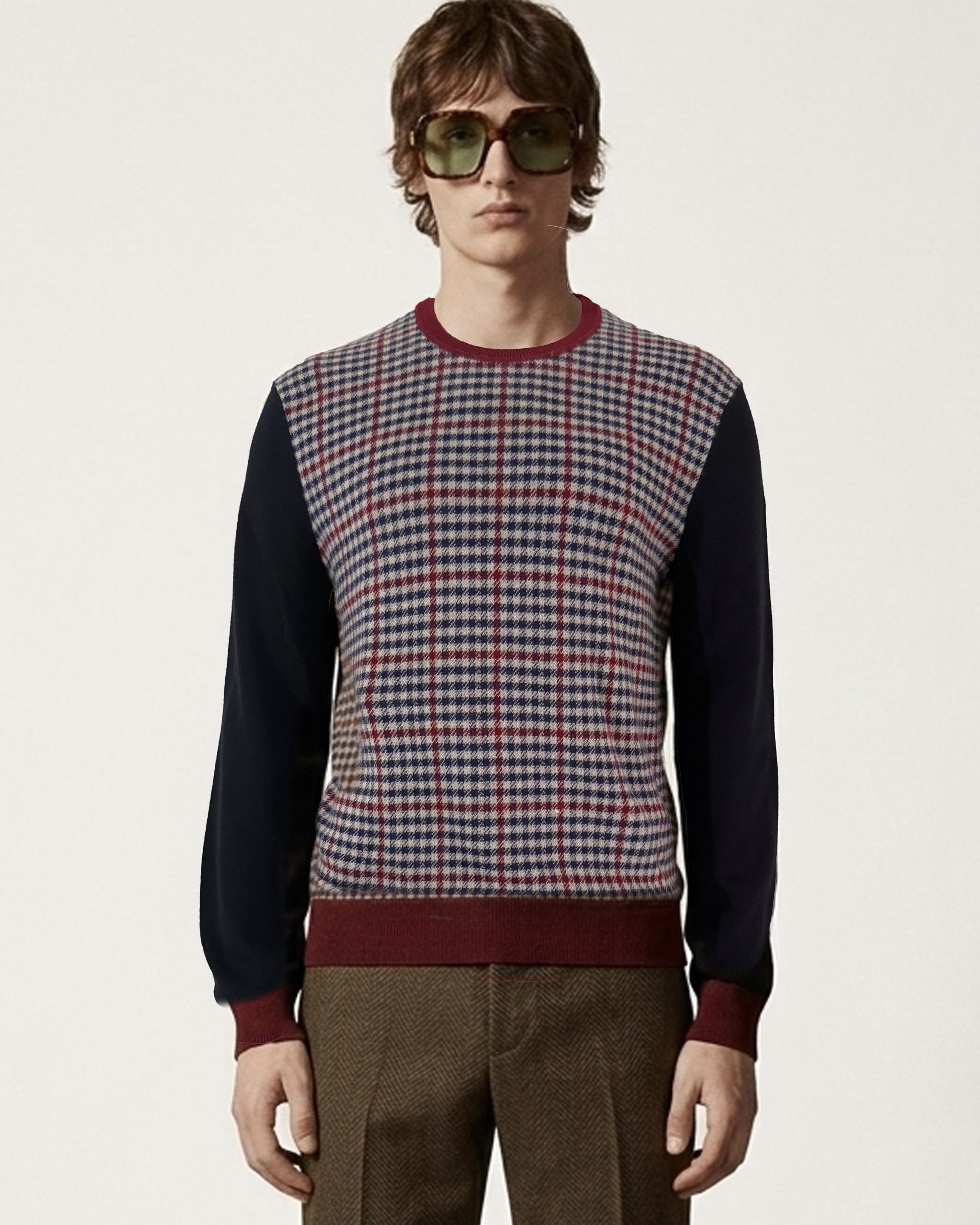 Gucci Front Checked Cashmere V-Neck Size US L / EU 52-54 / 3 - 1 Thumbnail