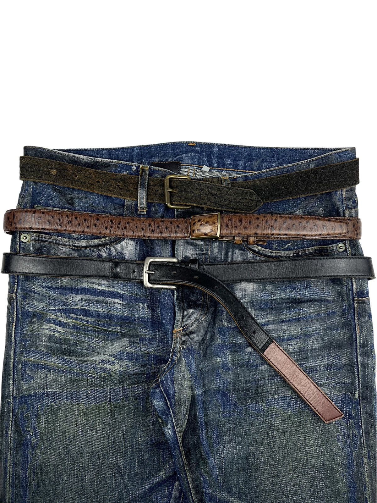 Comme des Garcons Comme des Garcons Homme Ostrich Leather Pattern Buckle Belt Size ONE SIZE - 2 Thumbnail