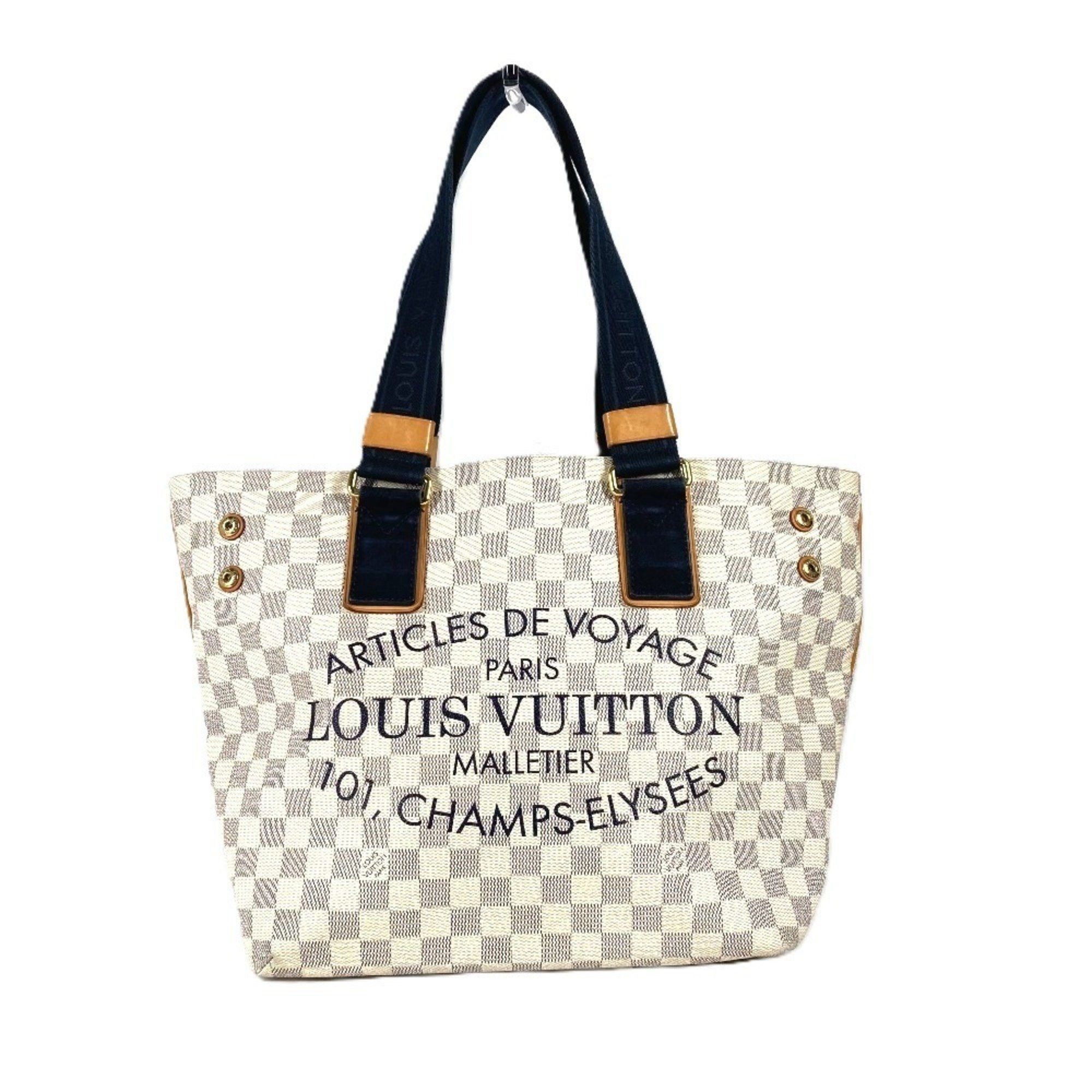 Louis Vuitton N41179 Damier Azur Plan Soleil Cabas Pm Bag, Shoulder Tote Canvas, Men's, Women's, White