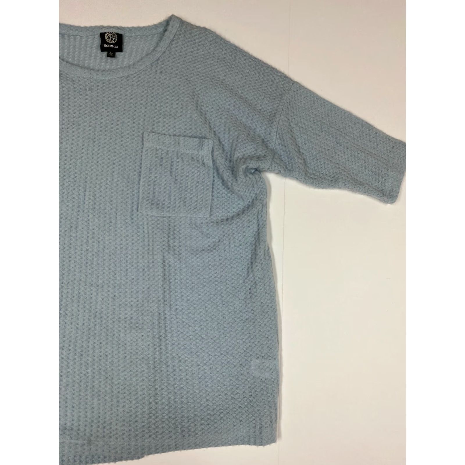 Vintage Bobeau Sweater Womens L blue light pocket stretch Crew Neck 3/4 Sleeve Balloon Knit Embroidered Pullover Regular Size X Size L / US 10 / IT 46 - 2 Thumbnail