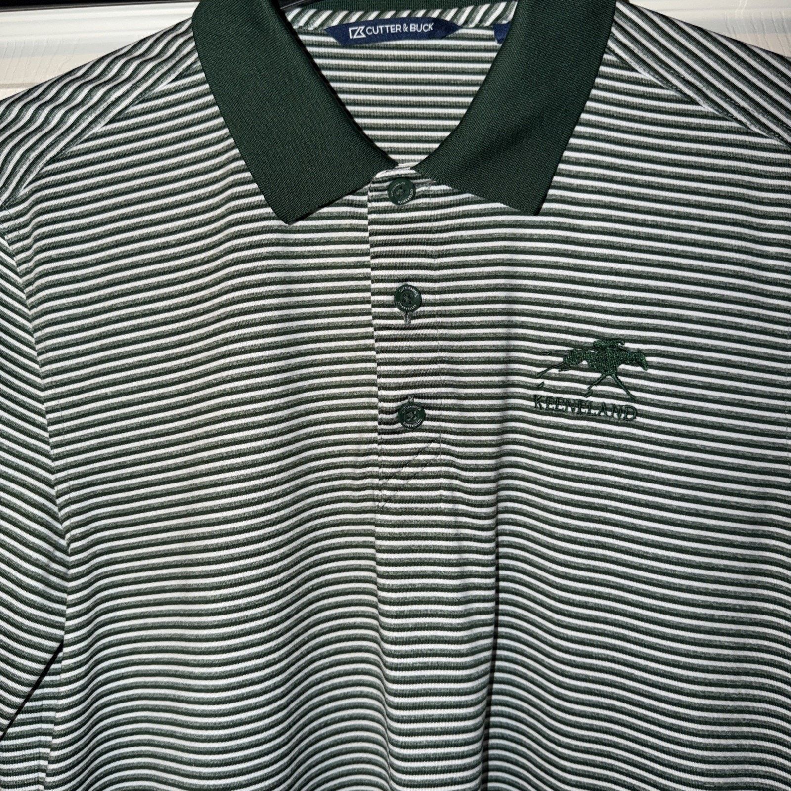 Cutter & Buck Keeneland Polo Shirt Green Striped Small Cutter Buck Size US S / EU 44-46 / 1 - 2 Thumbnail