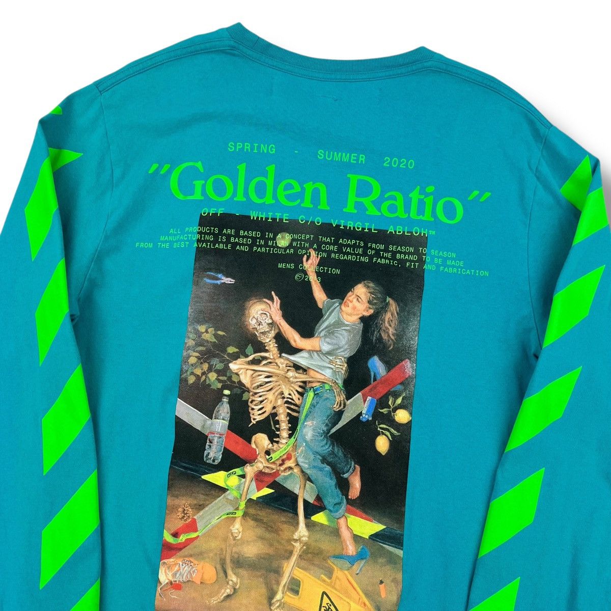 Off-White Off-White Pascal Skeleton Teal Long Sleeve T Shirt Size US M / EU 48-50 / 2 - 1 Thumbnail
