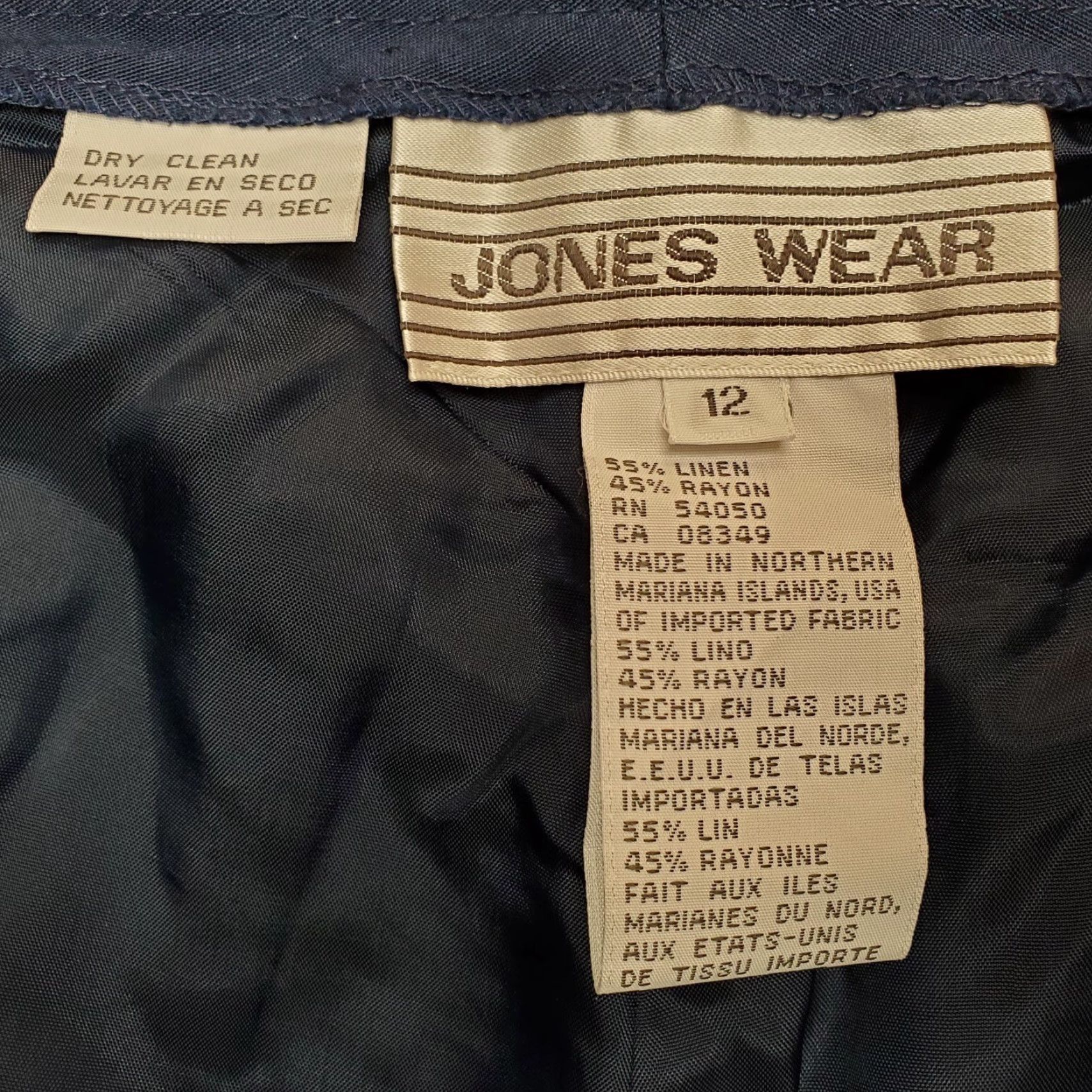 Vintage VINTAGE Jones Wear Navy Blue Linen Blend Flat Front Pants Womens 12 Casual Size 34" / US 12 / IT 48 - 4 Thumbnail