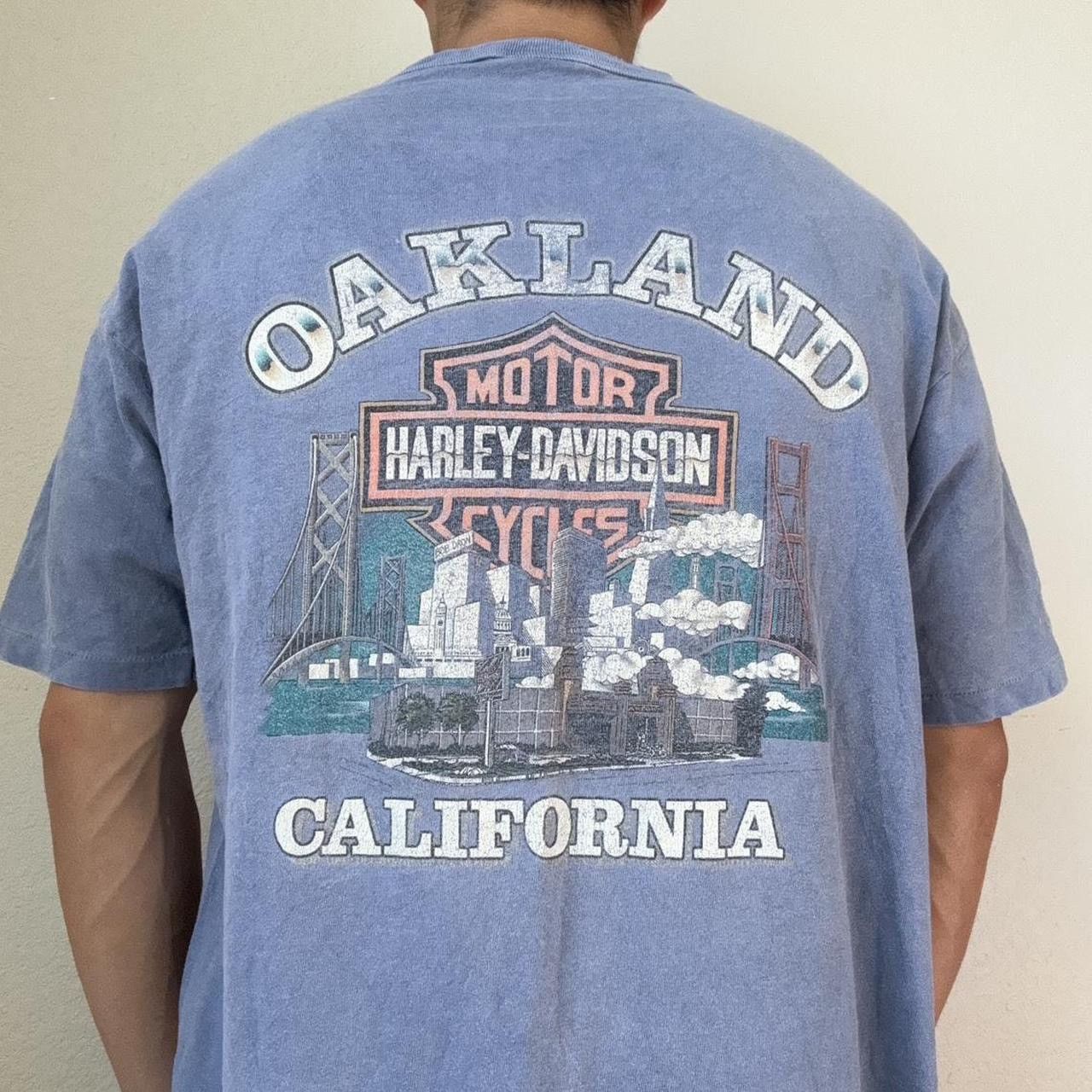 Harley Davidson × Vintage Vintage Harley Davidson 1990s Graphics Blue Tee Shirt Size US XL / EU 56 / 4 - 3 Thumbnail
