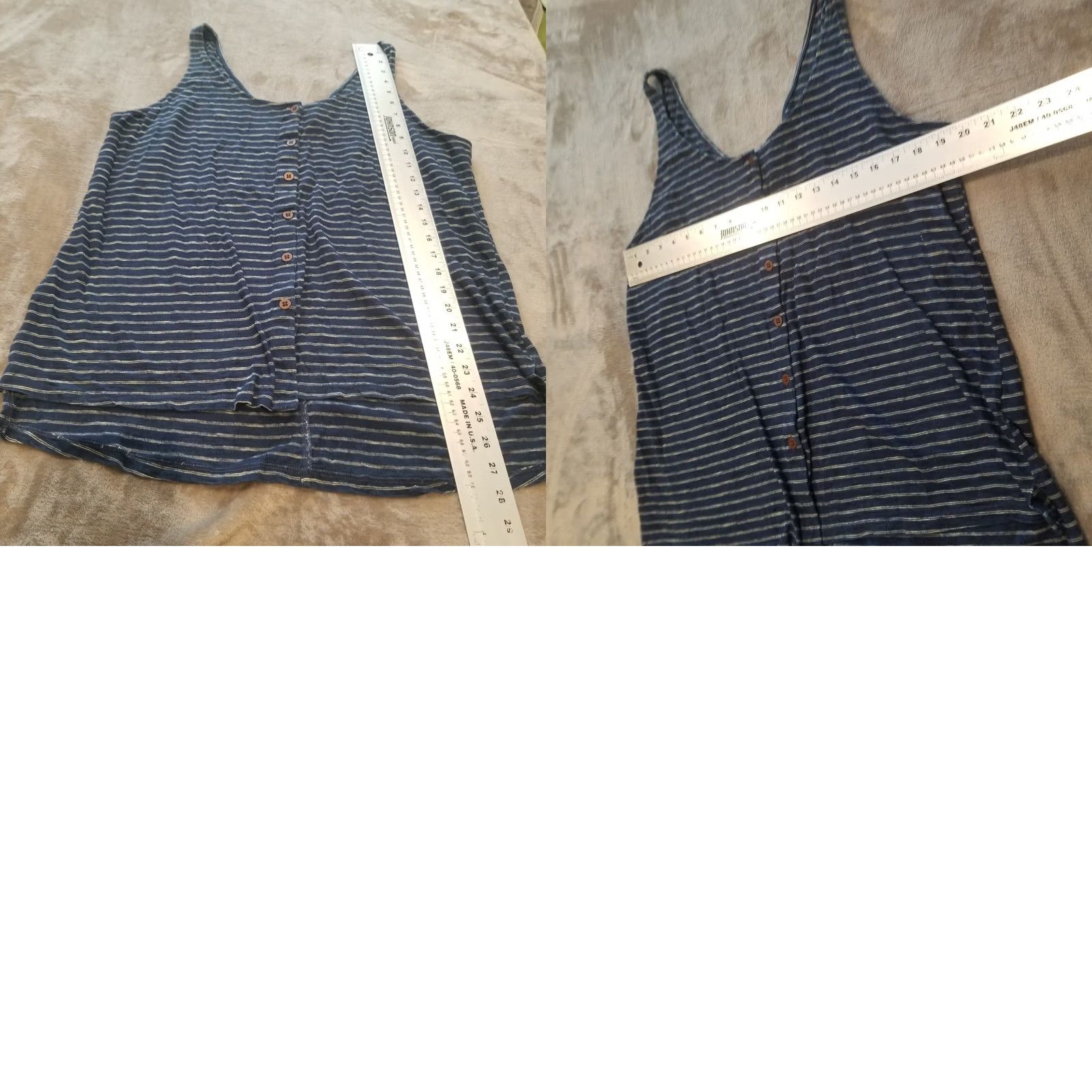 Vintage Universal Thread Womens Spaghetti Strap Tank Blue Striped Cotton Button Down Sleeve­less Top XL - Casual Shirt Camisole Size XL / US 12-14 / IT 48-50 - 8 Thumbnail