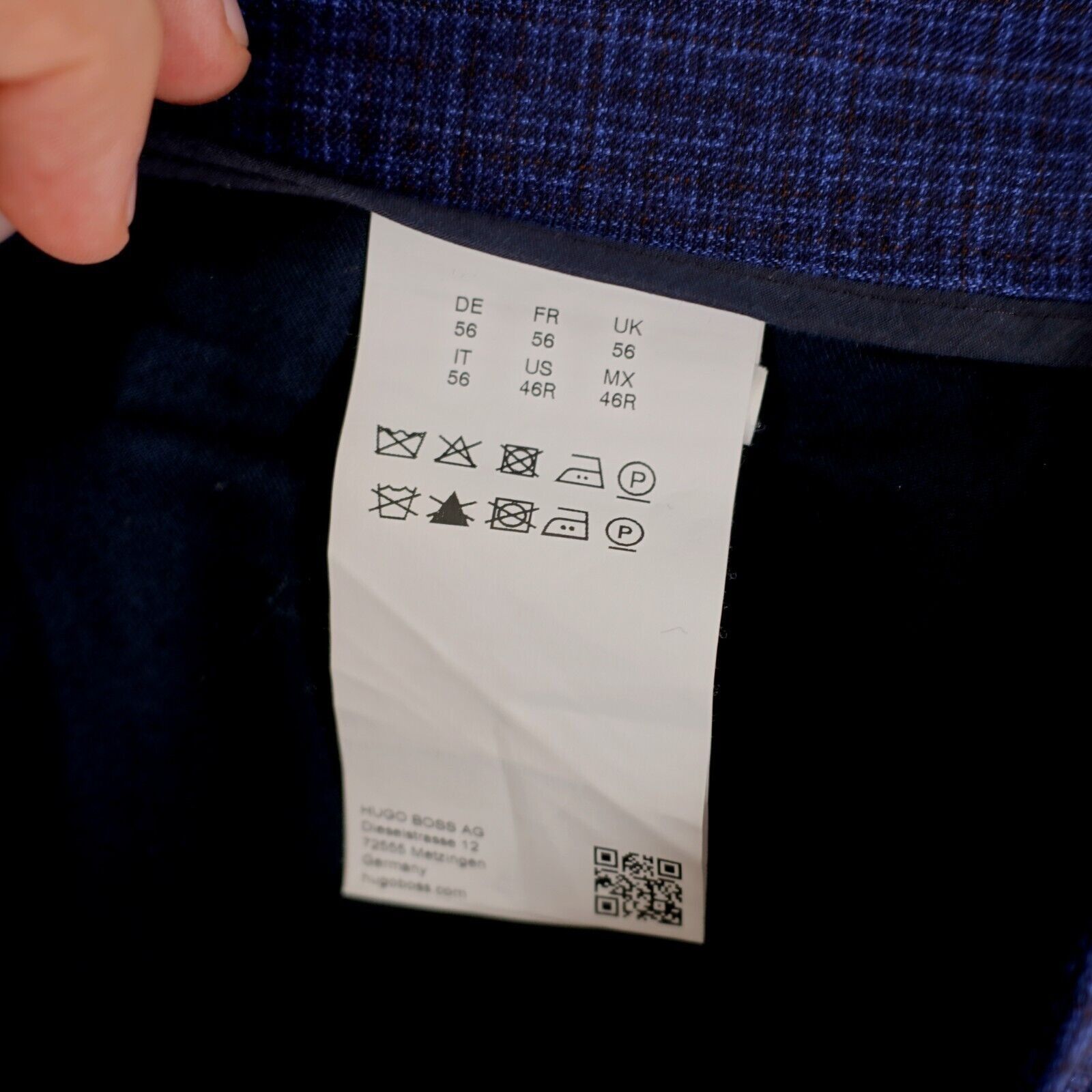 Hugo Boss Hugo Boss Ben2 Slim Fit Wool Blue Brown Check Flat Front Mid Size 40R - 5 Thumbnail