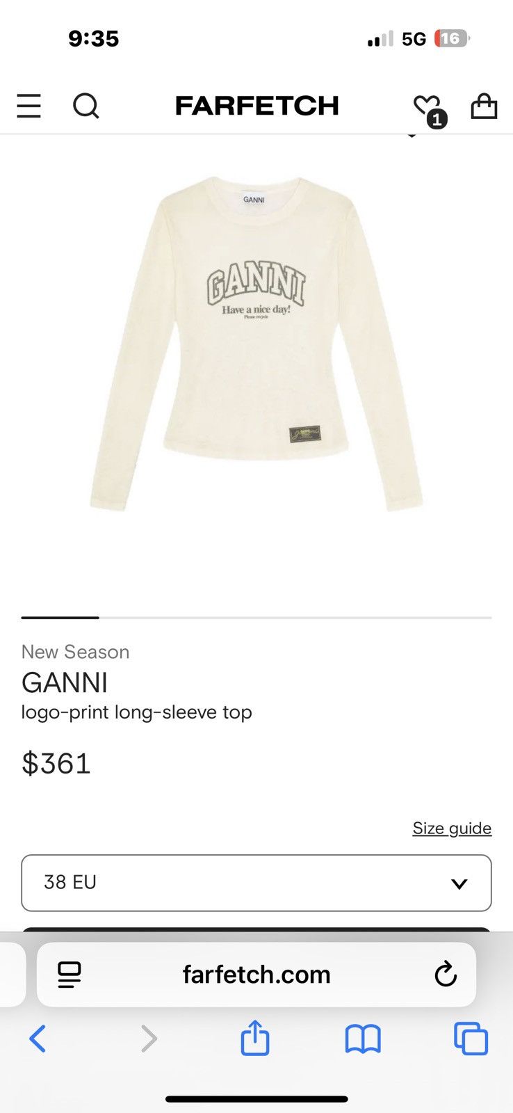 Ganni Ganni long sleeve tee Size S / US 4 / IT 40 - 1 Thumbnail