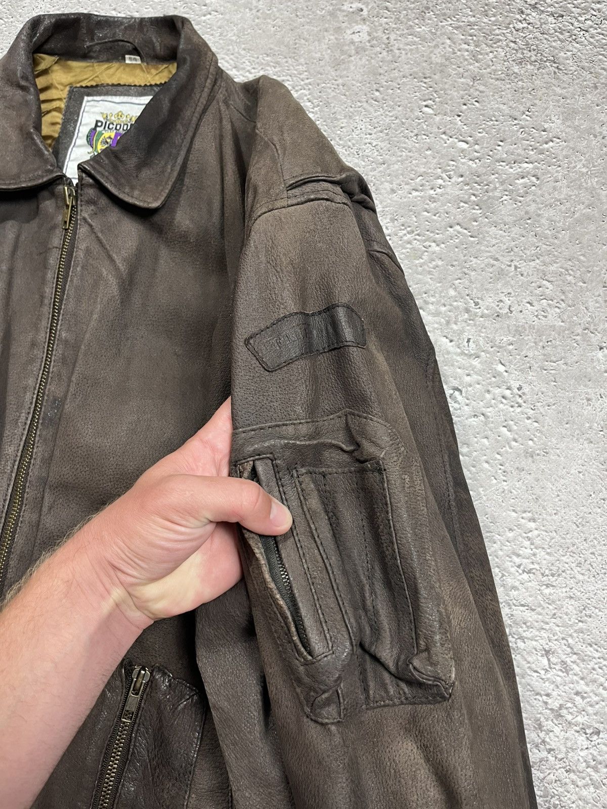 Japanese Brand × Leather × Vintage Vintage Distressed Aviator Bomber Jacket Brown Leather Look Size US XL / EU 56 / 4 - 6 Thumbnail