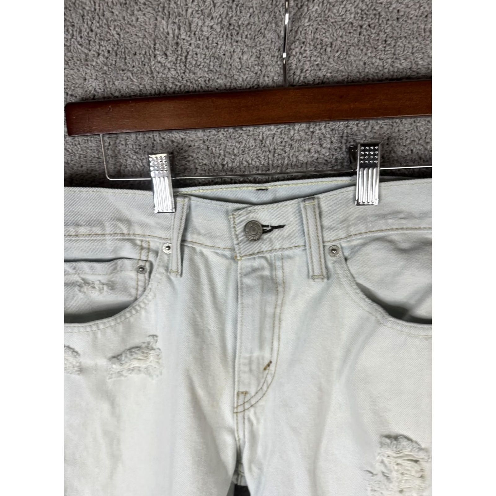 Levi's Levi's 511 Jeans Mens 31x32 White Slim Distressed Ripped Tapered Stretch Denim Wool? Size US 31 - 4 Thumbnail