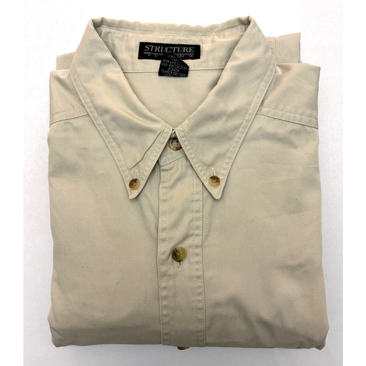 Structure Size L | STRUCTURE Men's Khaki Tan Heavy Weight Cotton Shirt Size US L / EU 52-54 / 3 - 6 Thumbnail