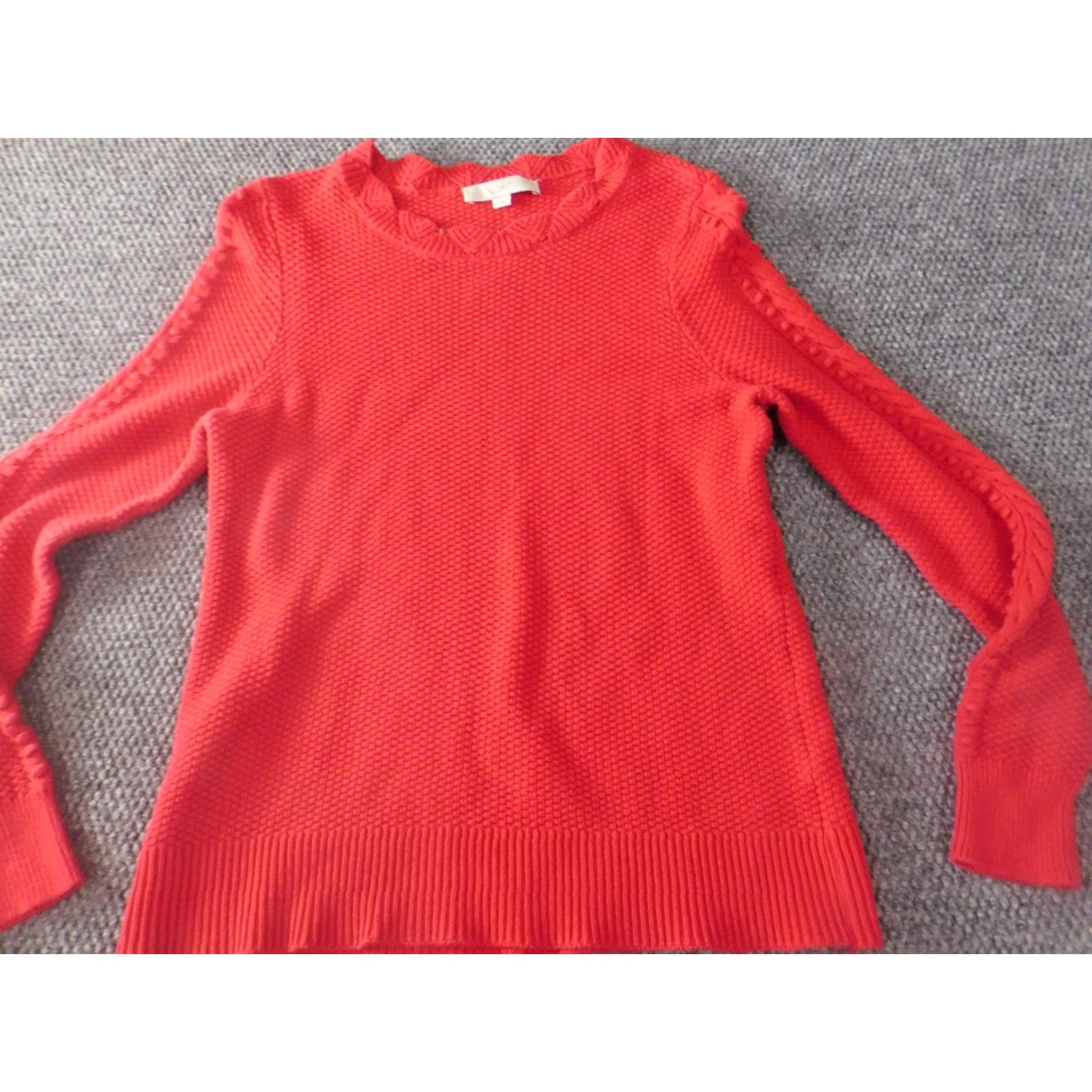 Loft LOFT Sweater Shirt Womens Regular Medium Red Knit Crew Neck Pullover Casual Knit Pattern Long Sleeve Vintage No Size M / US 6-8 / IT 42-44 - 3 Thumbnail