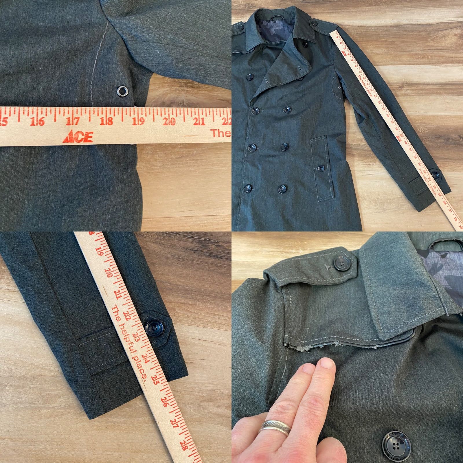 Zara Zara Trench Coat Mens Small Gray Waterproof 8 Button Epaulettes City Designer Coat Size US S / EU 44-46 / 1 - 8 Thumbnail