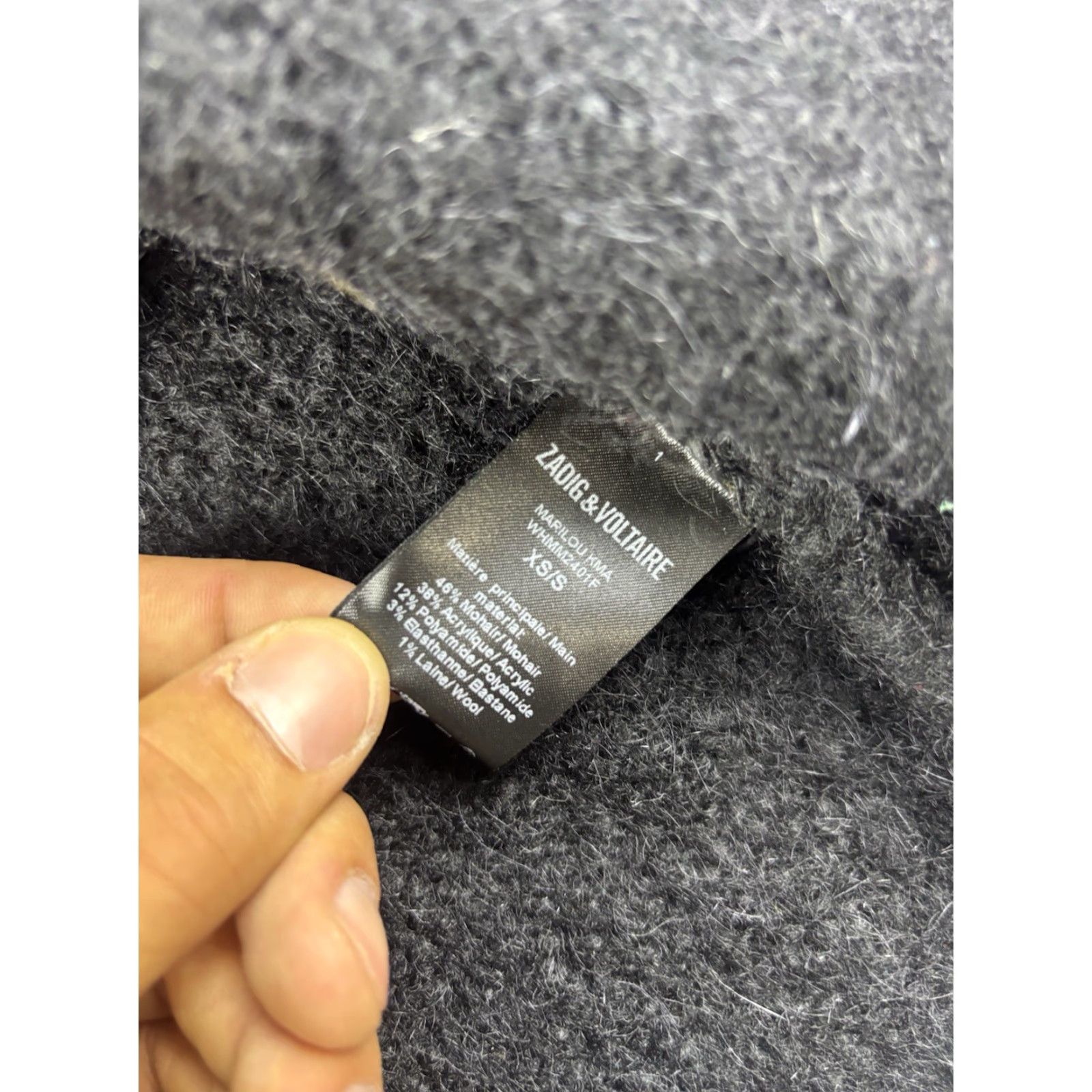 Zadig & Voltaire Zadig & Voltaire Cardigan Women’s XS Black Open Front Sweater Wool Blend Knit V-Neck Logo Long Sleeve Casual Workwear Size XS / US 0-2 / IT 36-38 - 6 Thumbnail