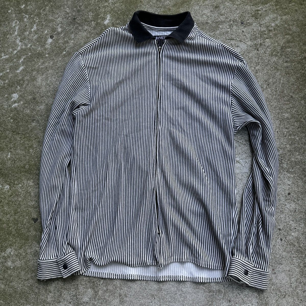 Vintage Thrashed Faded Distressed White Black Zip Shirt ERD Grunge Size US XL / EU 56 / 4 - 14 Thumbnail