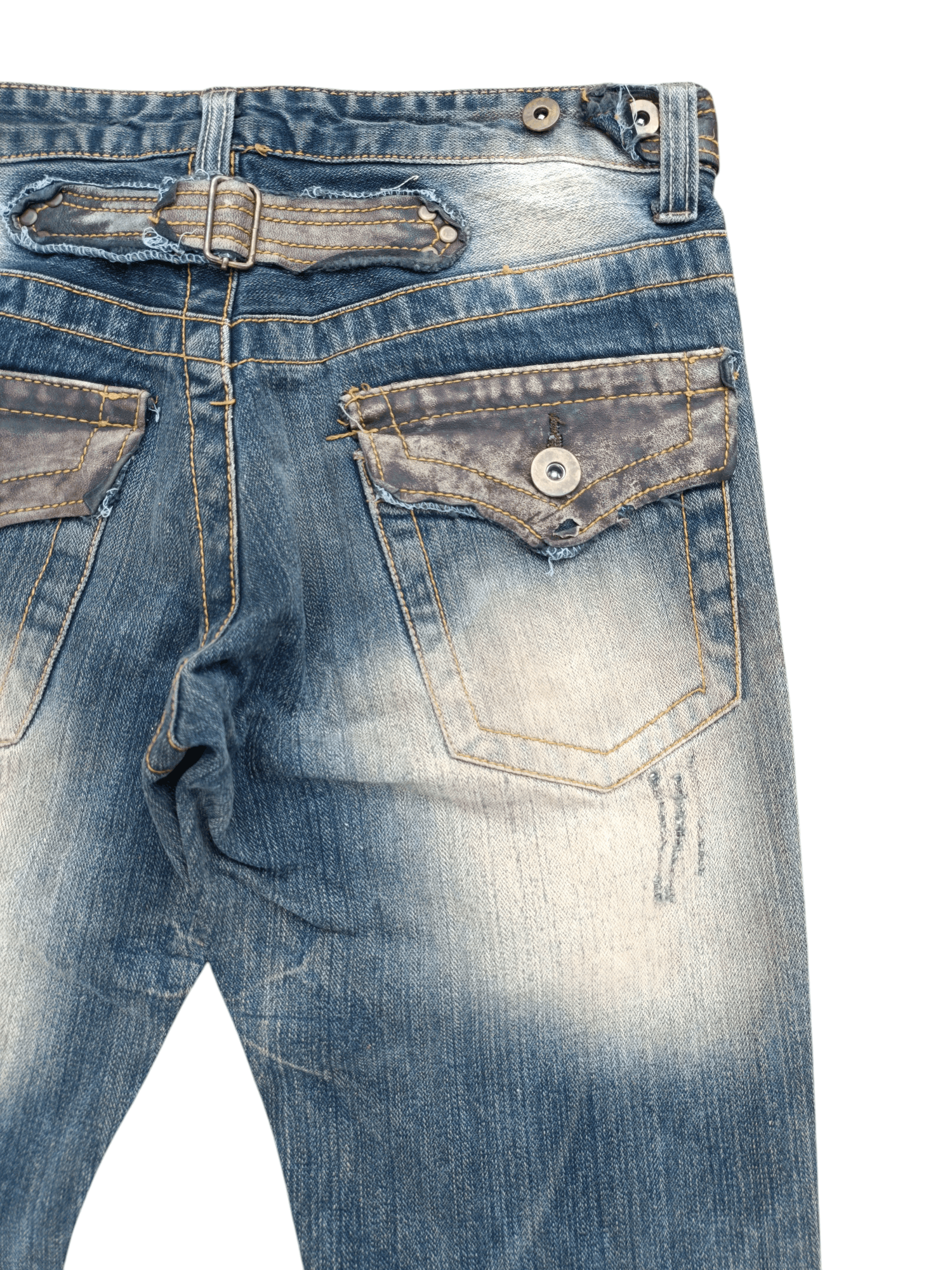 Japanese Brand FLARED🔥Japanese Brand LIMITED Distressed Buckle Back Denim Size US 32 / EU 48 - 23 Thumbnail
