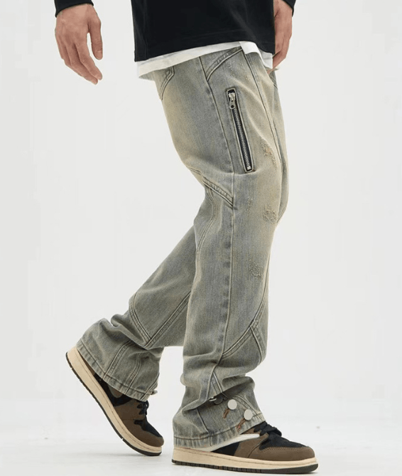 Japanese Brand × Jean American retro distressed flared cargo buttoned jeans Size US 32 / EU 48 - 2 Thumbnail