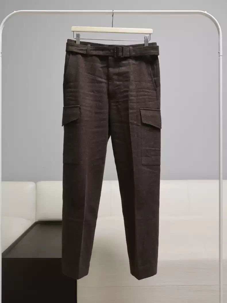 image of Auralee 21Aw Super Milled Shetland Wool Belted Field Pants in Brown, Men's (Size 34)