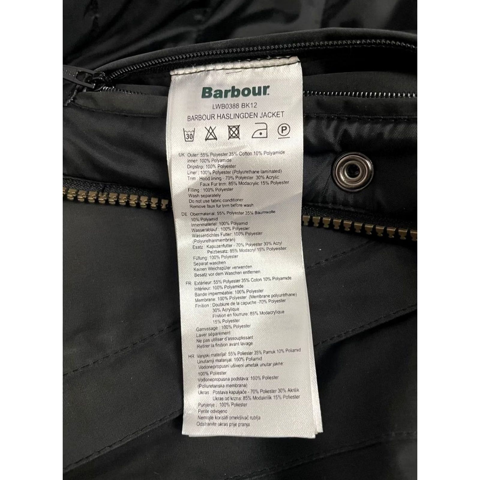Barbour Barbour Jacket Parka WOMEN Regular Size 14 Black Polyester Hooded Waterproof Full Zip Long Sleeve Winter Casual Modern - Mens? Size XL / US 12-14 / IT 48-50 - 5 Thumbnail