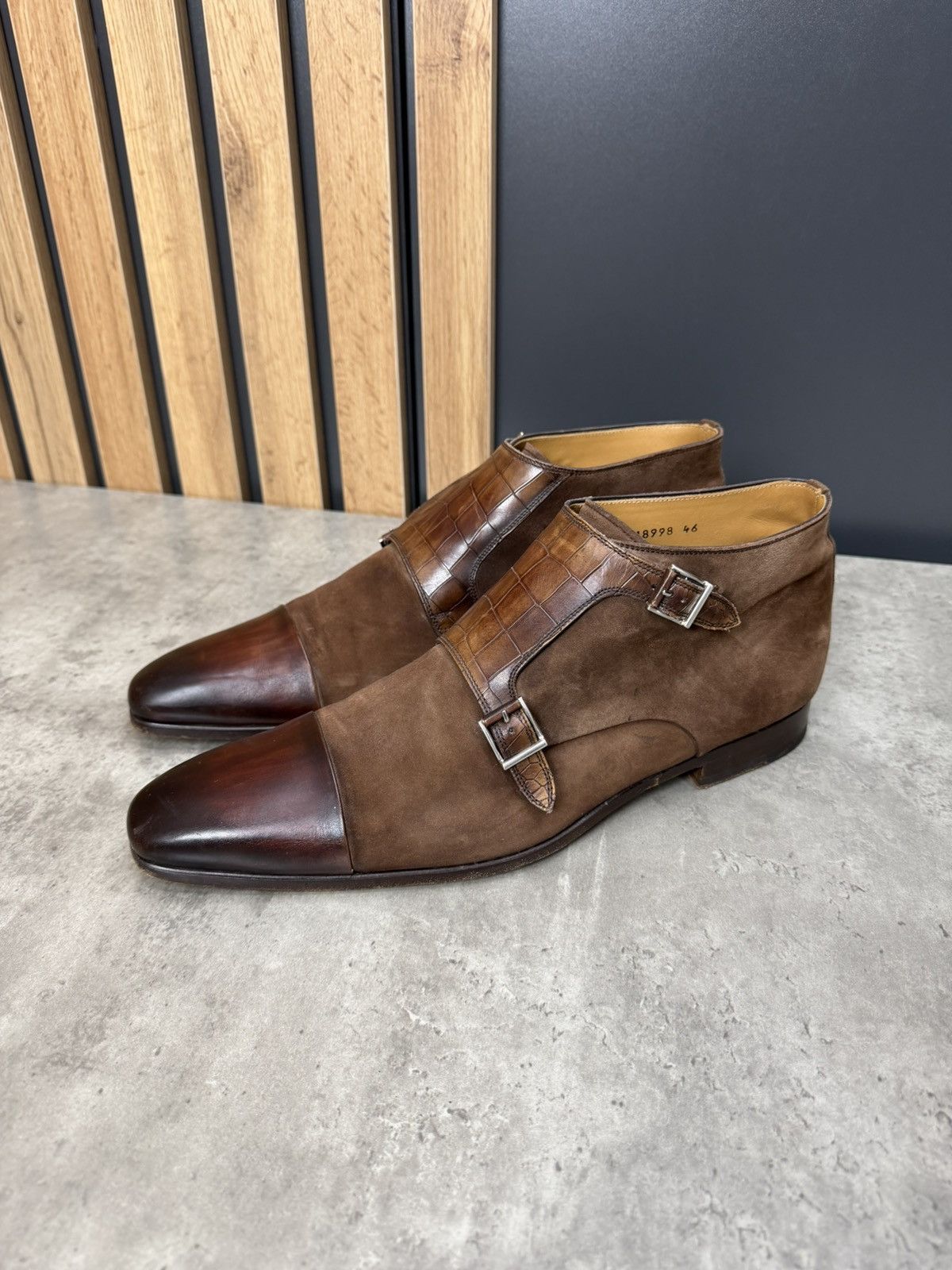 Magnanni Magnanni Double Monk Strap Ankle Boots Brown Suede Leather Size US 13 / EU 46 - 3 Thumbnail