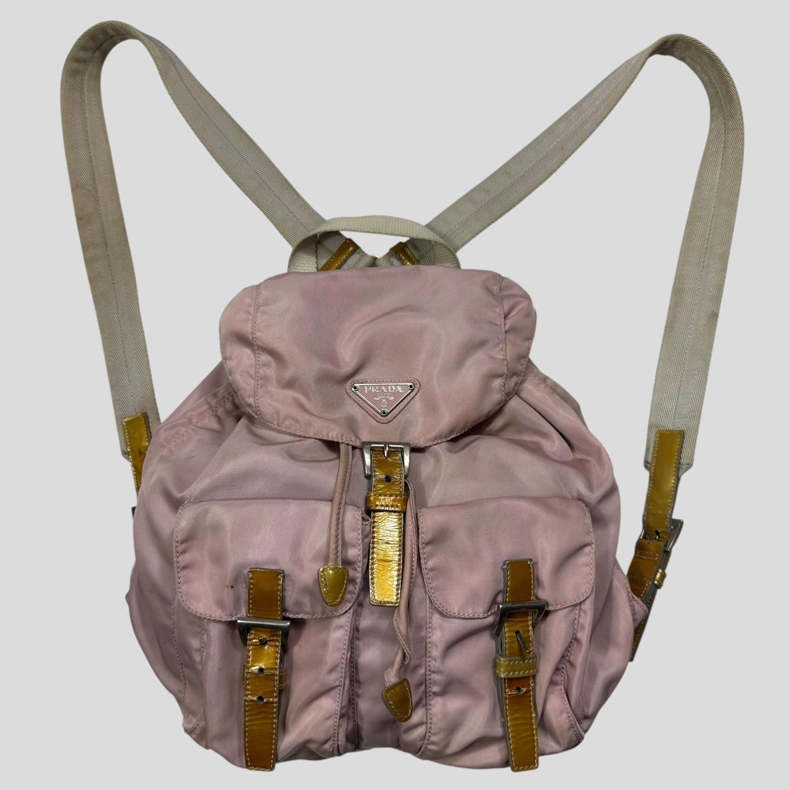 Prada Prada Milano 00’s Triangle Plaque Logo Nylon Pink Backpack Size ONE SIZE - 2 Thumbnail