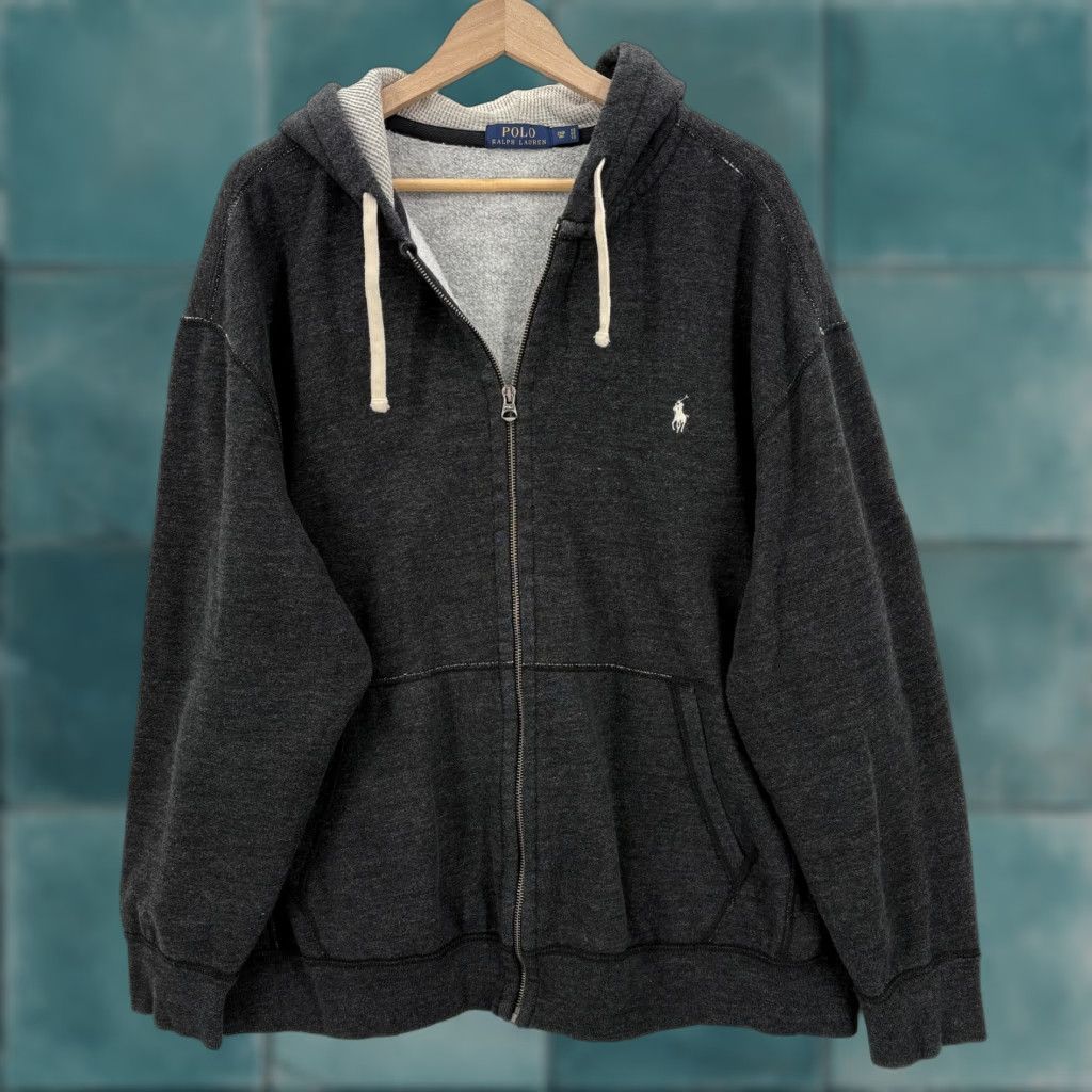 Polo Ralph Lauren Polo Ralph Lauren Hoodie Mens 2XB Gray Full Zip Fleece Sweatshirt Pony Logo Big Size US XXL / EU 58 / 5 - 1 Thumbnail
