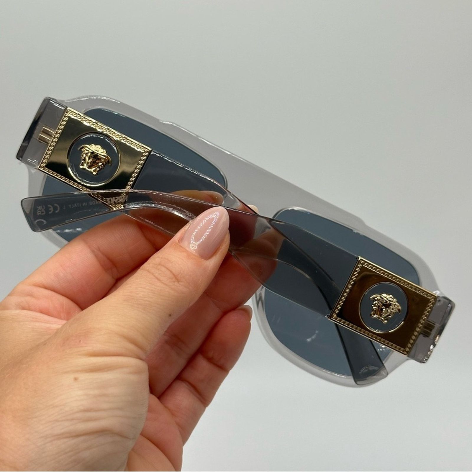 Versace NEW VERSACE VE4436U 530580 Transparent Grey Dark Blue Unisex Size ONE SIZE - 9 Thumbnail