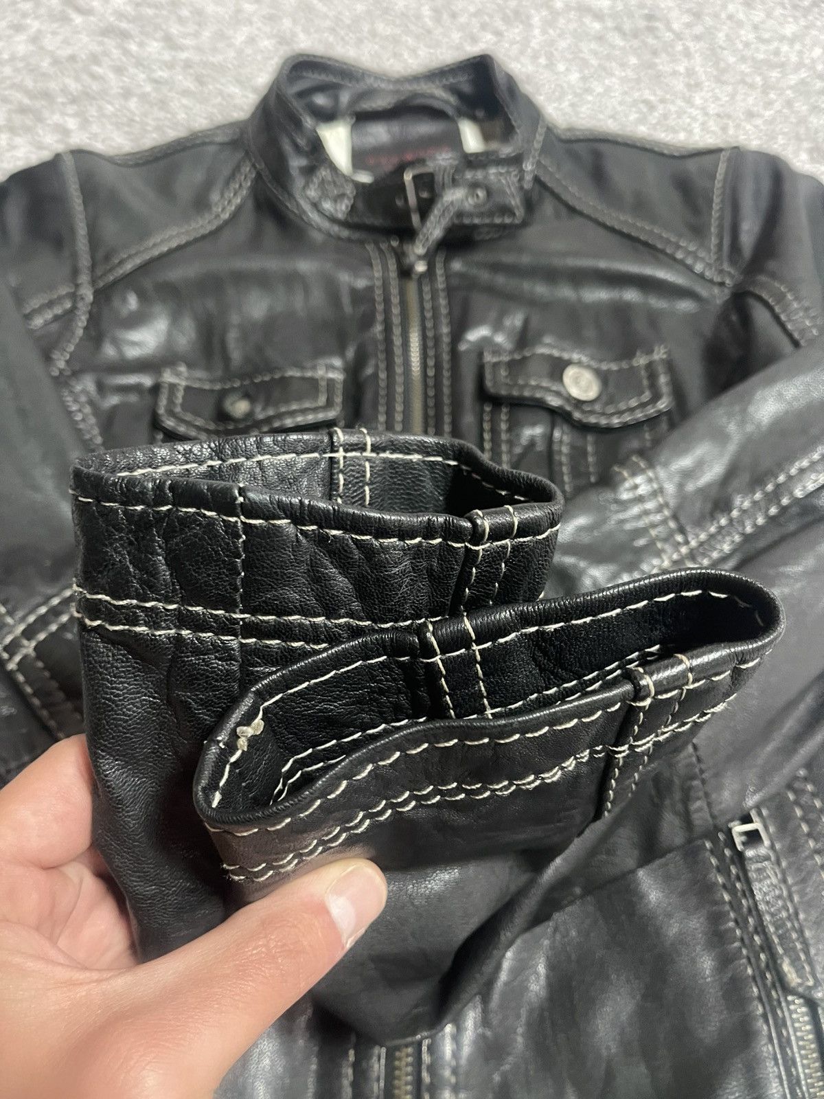 Japanese Brand × Vintage OAKWOOD VINTAGE Y2K LEATHER JACKET BLACK SIZE M-S Size M / US 6-8 / IT 42-44 - 9 Thumbnail