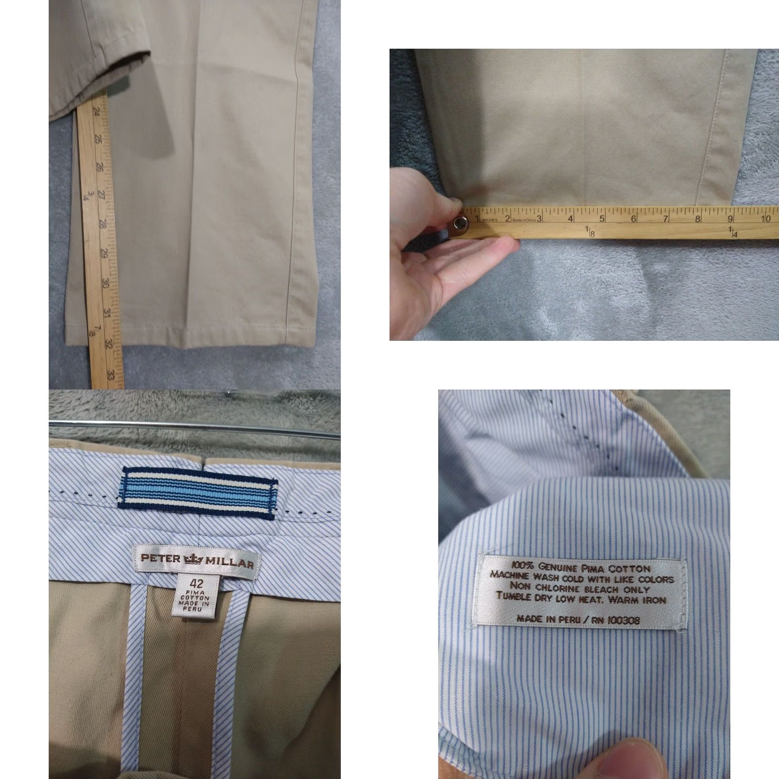 Peter Millar Peter Millar Pants Mens 42x32 Raleigh Washed Twill Flat Front Straight Chino Beige 42 Regular Size Type Pants Mens Size US 42 / EU 58 - 8 Thumbnail