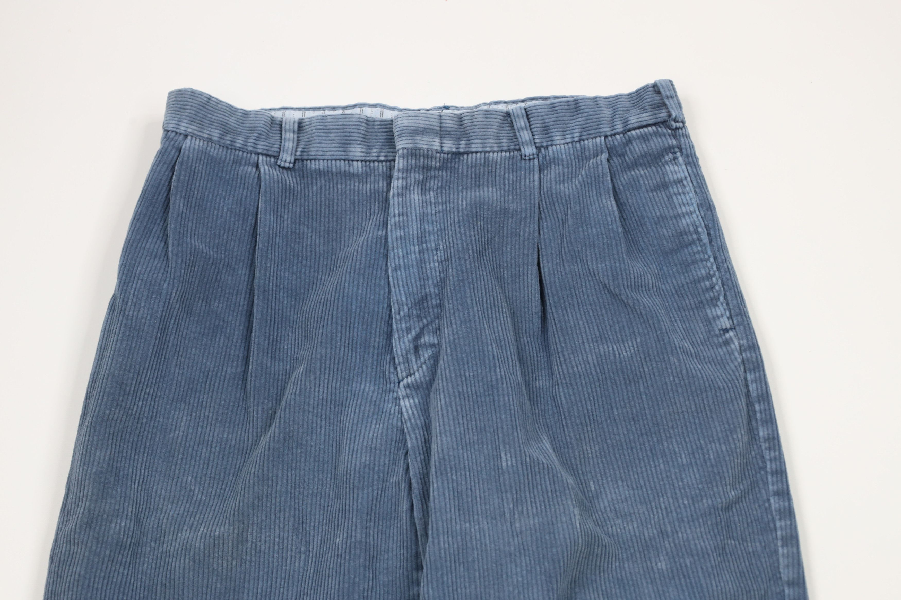 Vintage Vintage 90s Streetwear Pleated Corduroy Chino Pants Blue Size US 32 / EU 48 - 2 Thumbnail