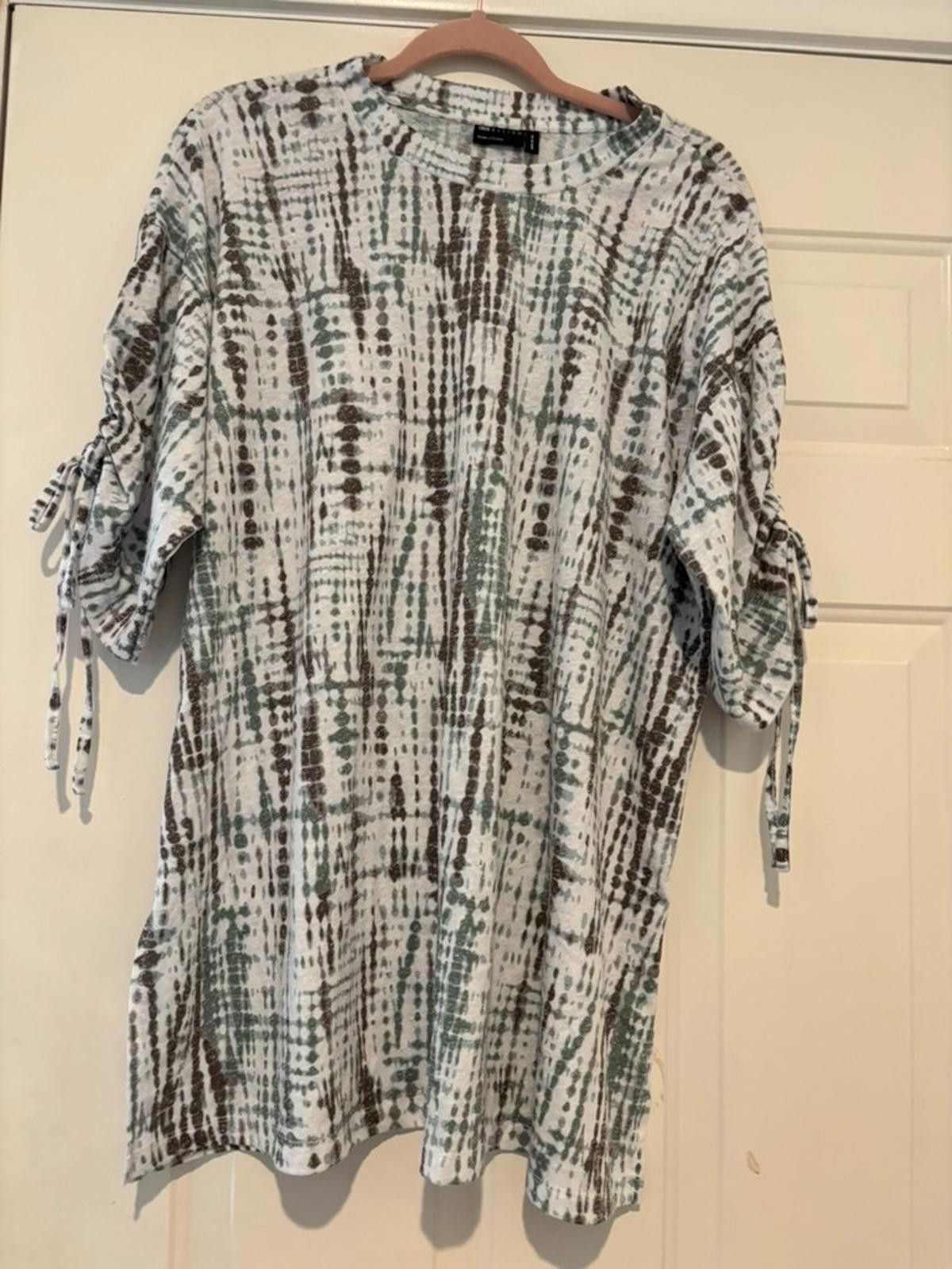 Asos Womens sz 10 ASOS short sleeve green/white cotton shirt #341 Size L / US 10 / IT 46 - 1 Thumbnail