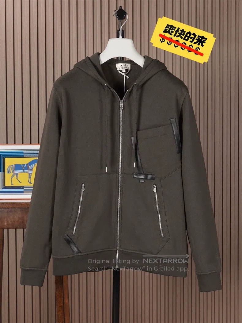 Hermes Hermes Men's Autumn and Winter Hooded Sports Wear with Lea Size US L / EU 52-54 / 3 - 1 Thumbnail