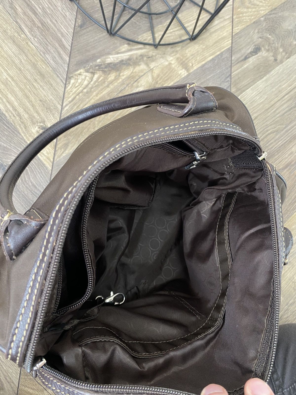 Bogner Vintage Brown Chocolate Nylon/Leather Tote Handbag Bogner Size ONE SIZE - 15 Thumbnail