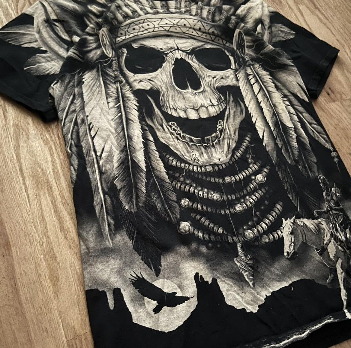 Vintage Tribal Native American skull AOP y2k shirt Size US M / EU 48-50 / 2 - 2 Thumbnail