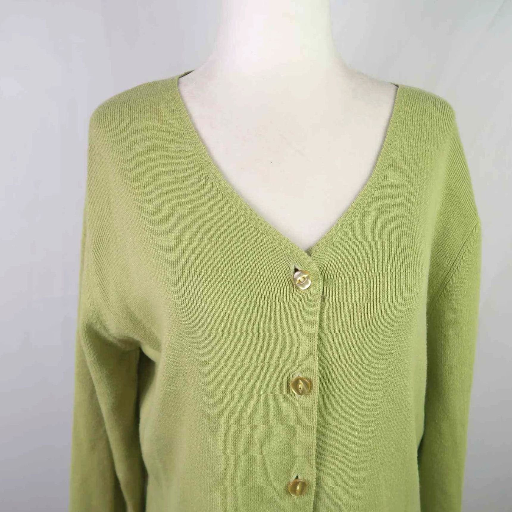 Nordstrom VINTAGE 90s BP Nordstrom Lime Green Knit Button Front Cardigan Sweater XL Mens Size XL / US 12-14 / IT 48-50 - 2 Thumbnail