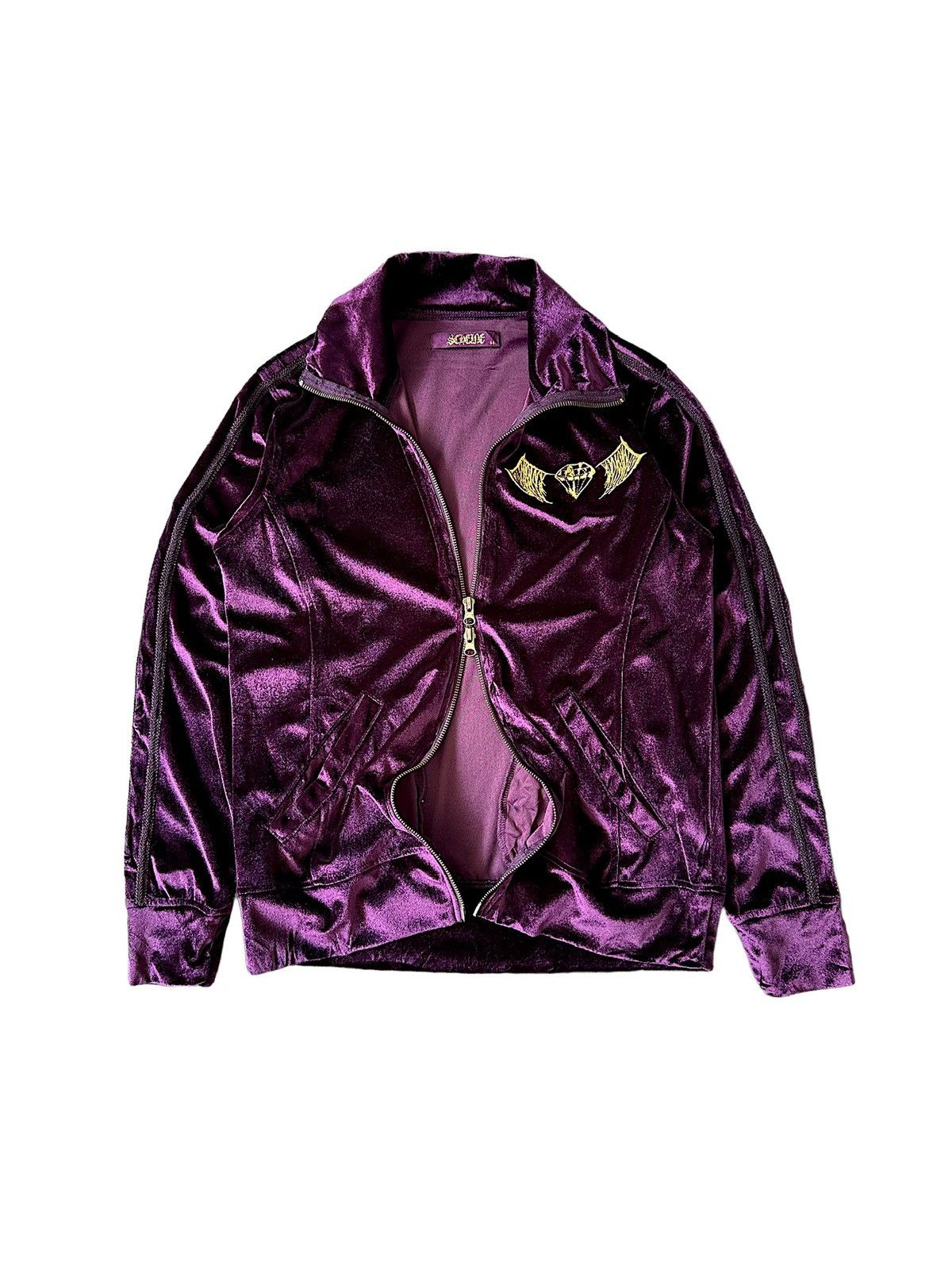 Other 2000s SCENE Velour velvet zipper sweater Size US S / EU 44-46 / 1 - 3 Thumbnail